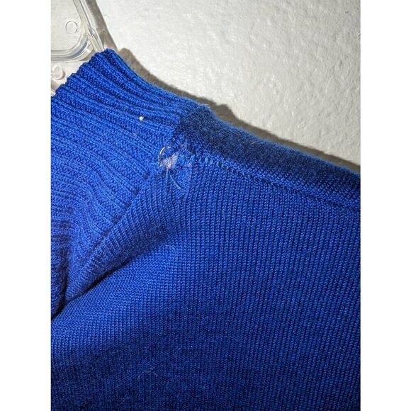 Vtg Sancheski Cycling Jersey Sz Small Blue 1/4 Zip Wool Hole at Shoulder Seam - Picture 7 of 13